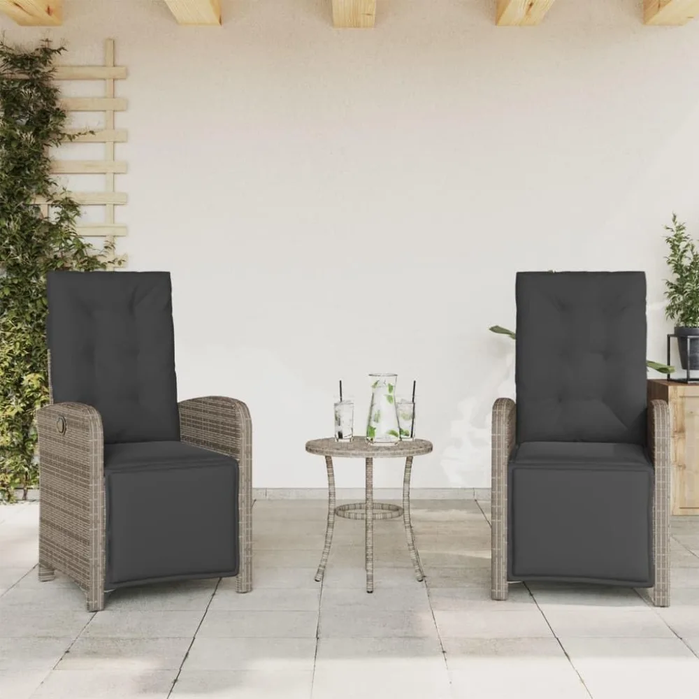 Patio Chairs 2 pcs with Footrest Gray Poly Rattan,Relaxing Reclining Patio Chairs with Adjustable Backrest for Outdoor
