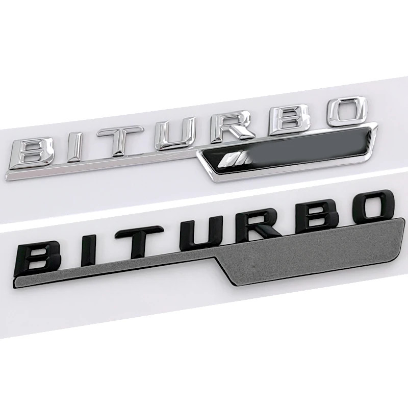 2Pcs Biturbo 4matic Logo Letters Car Fender Emblem Badge Sticker For C43 E43 GLE43 GLC43 Accessories