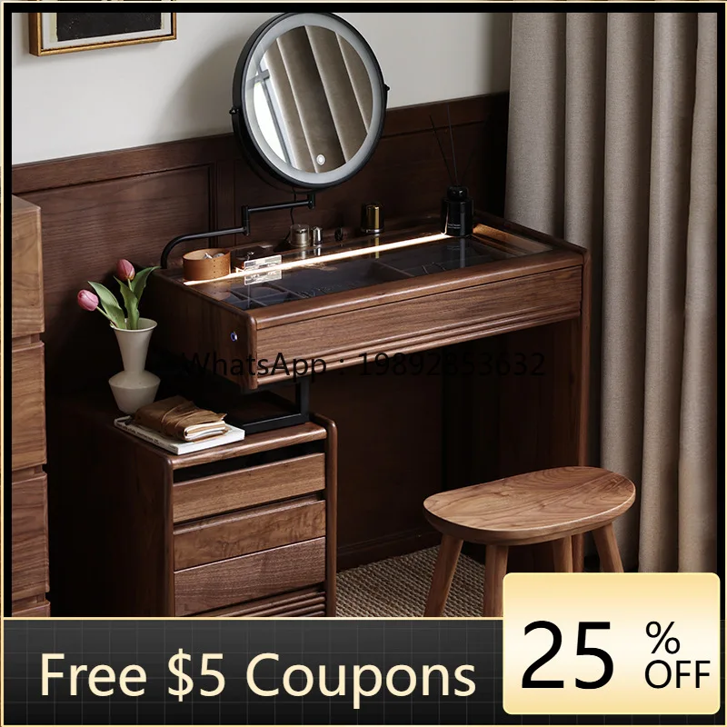 

HYS solid wood dresser walnut chest cabinet bedroom dressing table dressing table storage cabinet