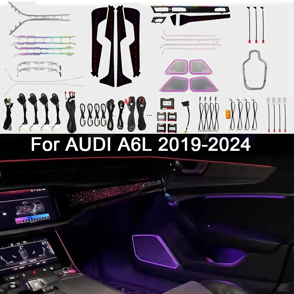 

Для Audi A6 A6L C8 2019-2025 C7 2012-2018 внутреннее окружающее освещение Полная модификация автомобиля модернизация внутреннего атмосферного освещения