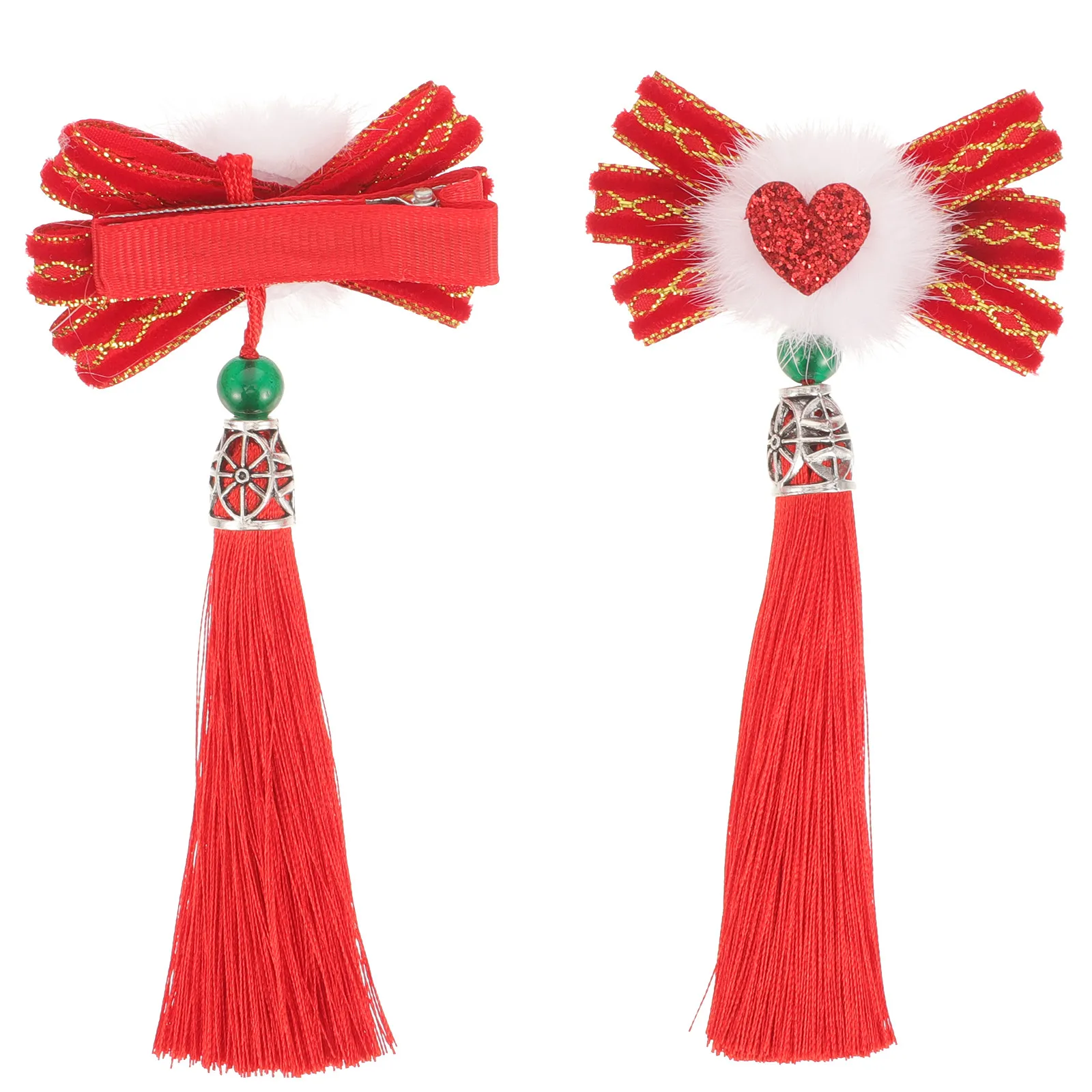 

2Pcs Tassel Hair Clips Heart Hairpins Delicate Barrette Hair Accessories for Women Girls Hanfu Wedding Party Decoration