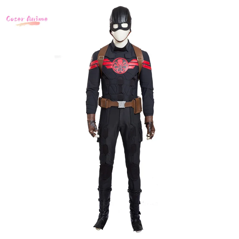 Movie Superhero Steven Rogers Captain Cosplay Hydra Costume Mask Shawl Gloves Pants Waist Bag Shoe Cover Halloween Men Uniform