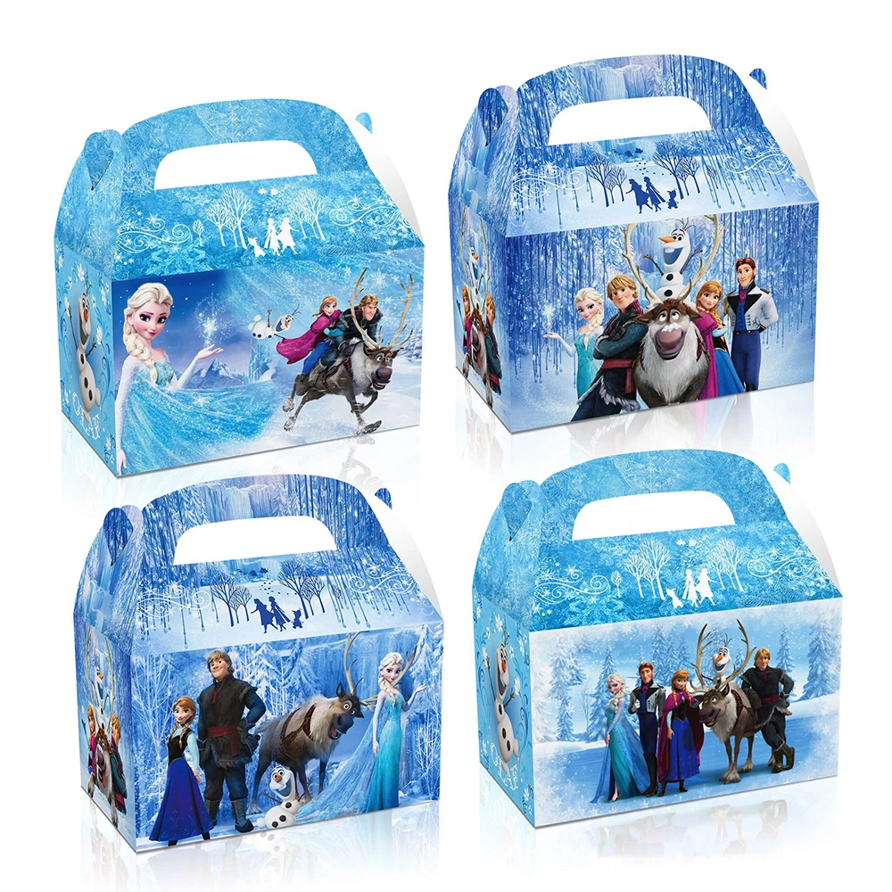 

12PCS 16 * 9 * 9CM Frozen Gift Box For Children's Party Decorations Anna Elsa Candy Biscuit Paper Box For Girls' Party Supplies