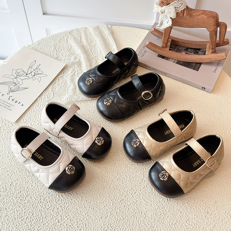 Kids Flat Shoes New Autumn Girls Leather Shoes Fashion Sweet Small Fragrant Wind Children Causal Princess Wedding Party Footwear