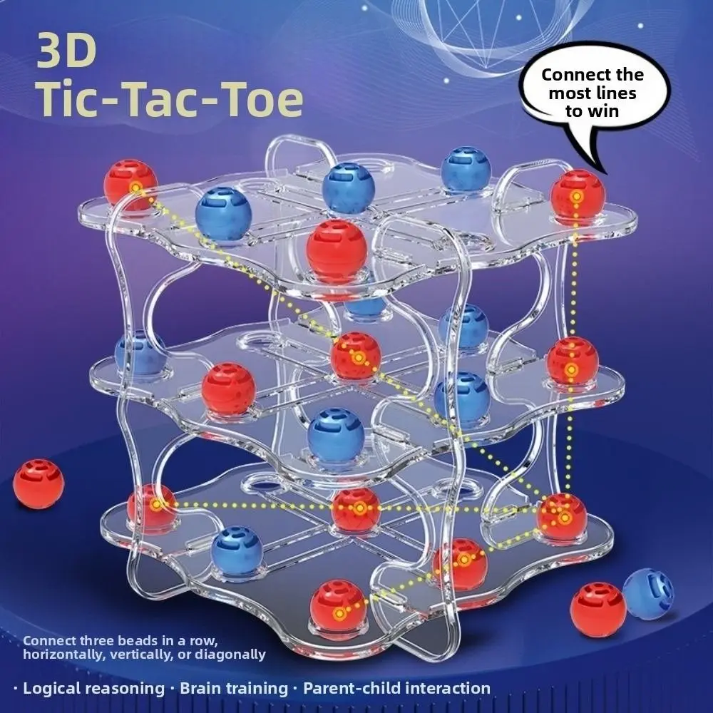 

3D 3D TIC-TAC-TOE Game Easy To Play Table Games Strategy Board Games Gift Squares Montessori Puzzle Table Game for Indoor