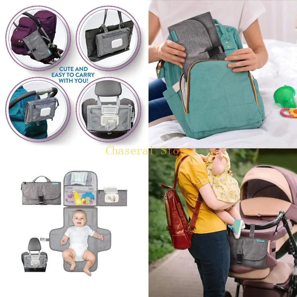 E7CE Newborn Changing Pad Waterproof Foldable Design Memory Foam Pillow Storage Pockets