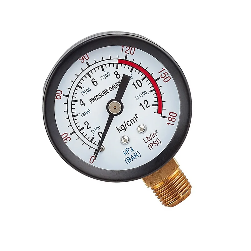 Manômetro de Pressão Radial Y50 com Rosca de 1/4 para Medição de Água, Óleo e Ar, Manômetro de Pressão de Ar Preciso para Compressor de Ar