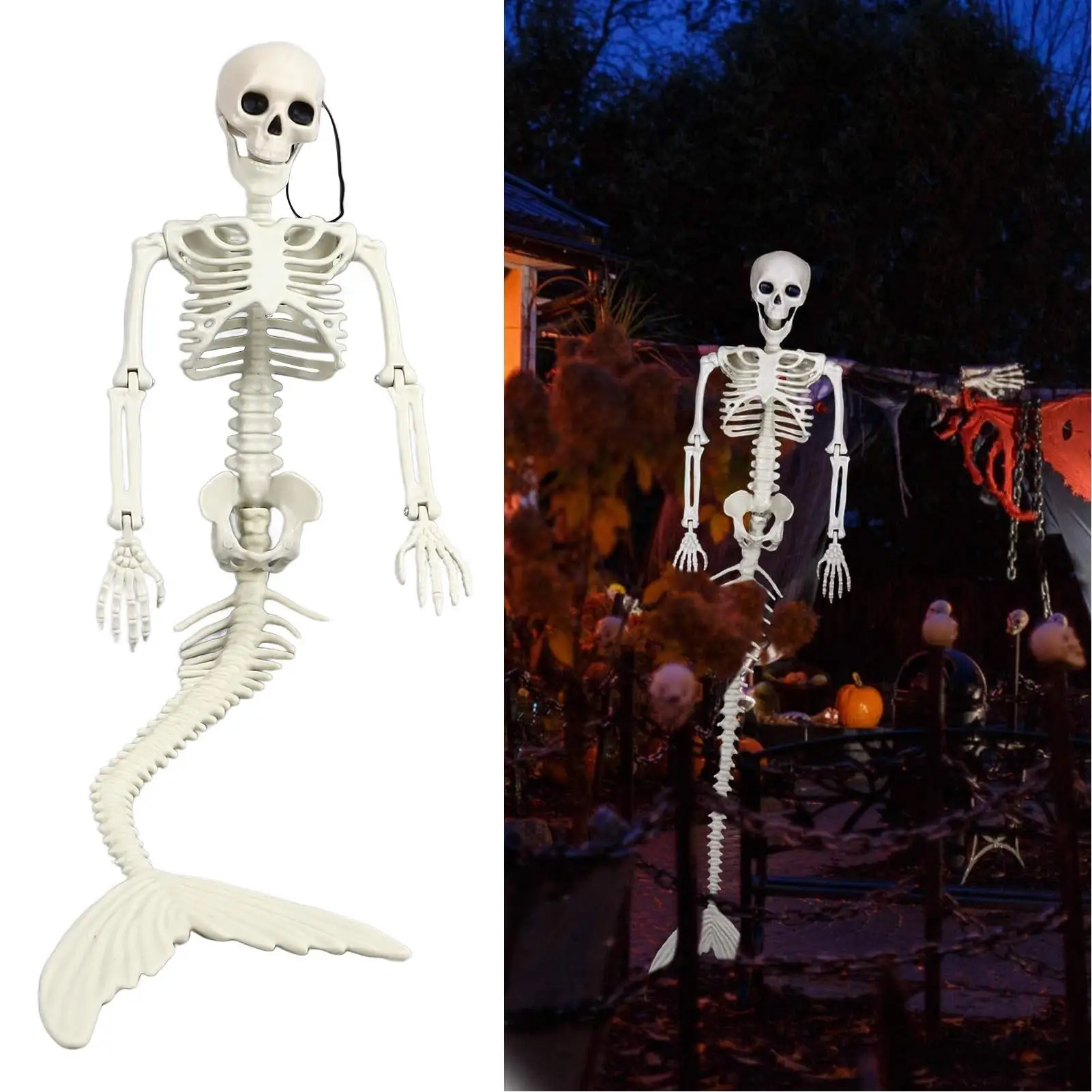 Life-Size Movable Skeleton for Halloween Outdoor Decor - Full Body Poseable Jointed Prop