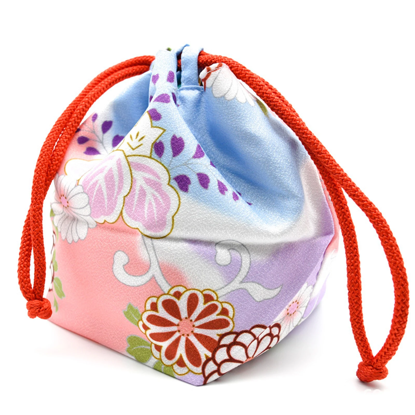Sac Fourre-Tout Kimono Japonais Étanché Motif Lotus - Pochette Noeud Portable Art Poignet Femme