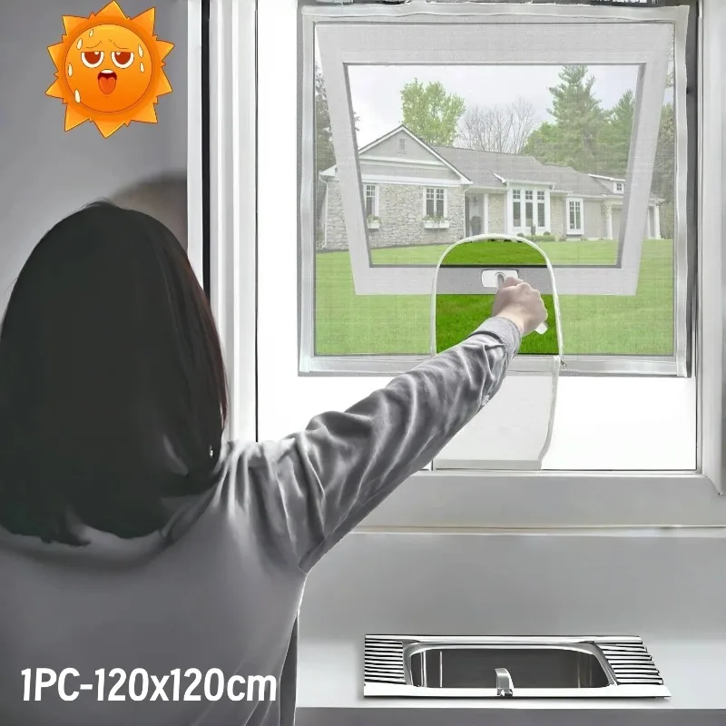 Self-Adhesive Removable Window Mosquito Net, Mesh Screen with Zipper, DIY Anti Fly Bug Insect Protection for Home Windows & Door