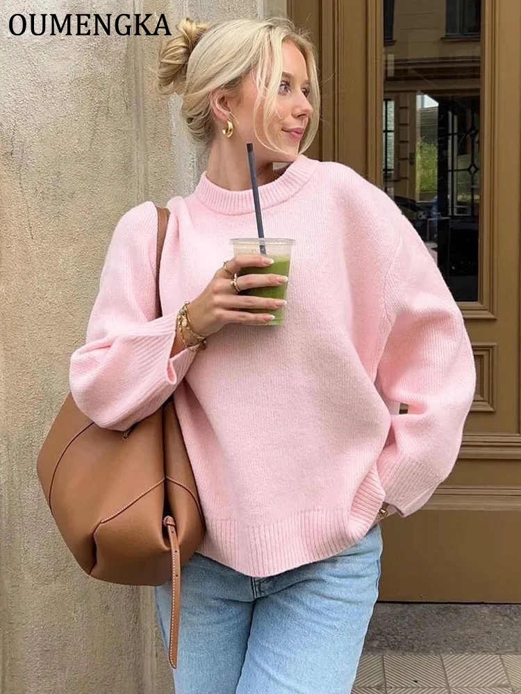 

Korean Women's Sweater Loose Crew Sweaters Warm Solid Pullover Knitwear Basic Female Autumn Winter Casual Female Tops