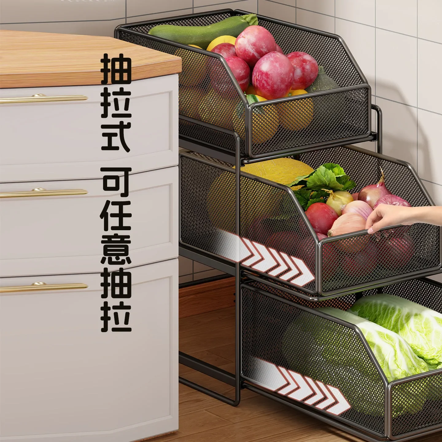 DSA Storage Essential, Vegetable and Ingredient Organizer Rack, Kitchen Ginger and Garlic Storage Rack, Multifunctional Rack