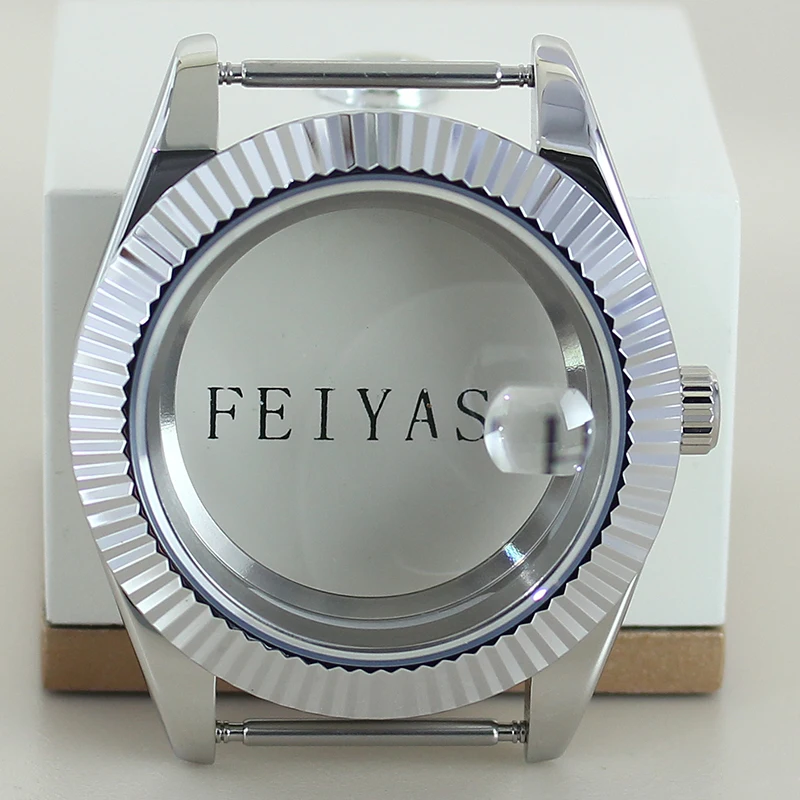 فضي 39 مللي متر 36 مللي متر مخدد منحني ساعة حالات حزام الياقوت ل SK DJ NH35 NH36 NH38 NH34 ميوتا 8215 28.5 مللي متر الهاتفي سايكو وزارة الدفاع أجزاء