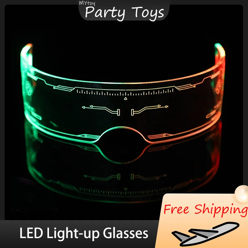 

Led Colorful Light-Up Glasses Sci-Fi Style Cool Tech Glasses For Christmas Parties Bars And Music Festivals Cosplay Gift