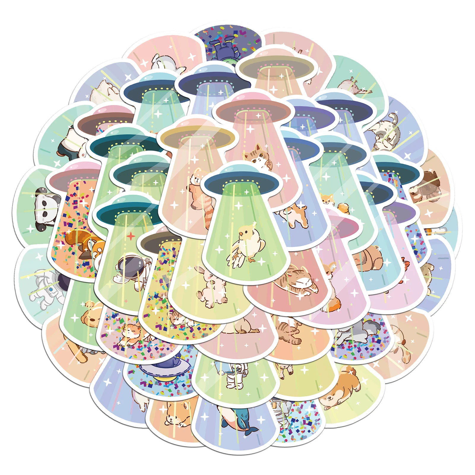 50PCS UFO Kidnapped Friend Stickers Exquisite Handaccount Material Phone Case Laptop Luggage Waterproof Stickers