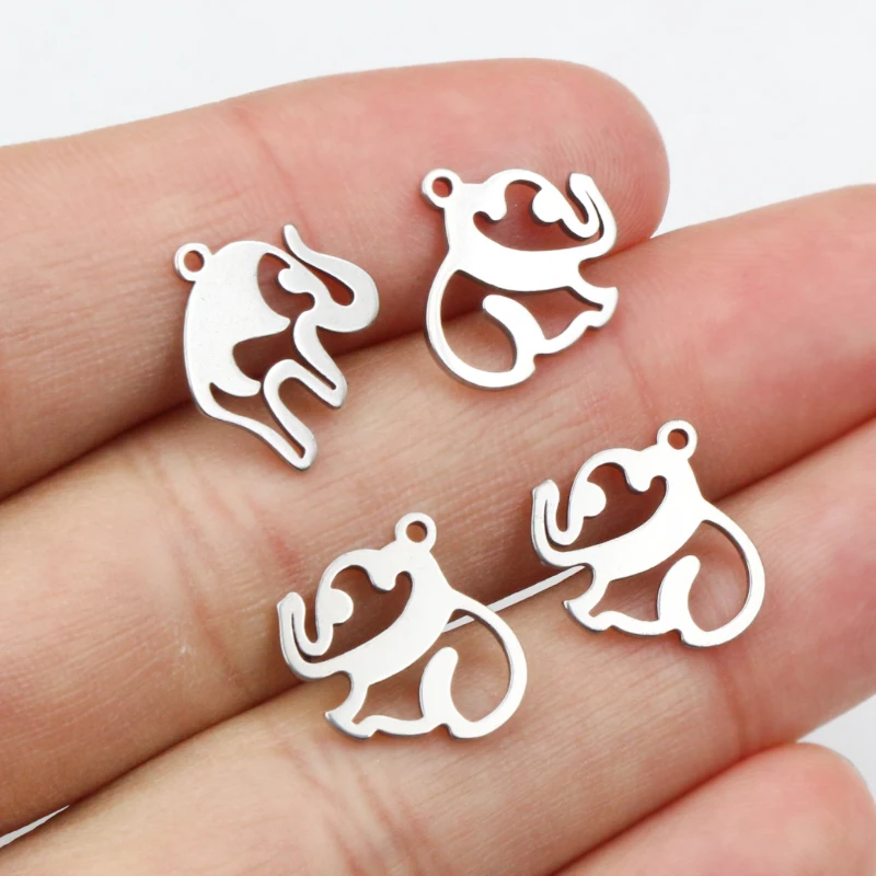 30pcs 12x12mm No Fade 316 Stainless Steel Elephant Animal Charms Pendant for DIY Necklace Bracelet Craft Jewelry Making Findings