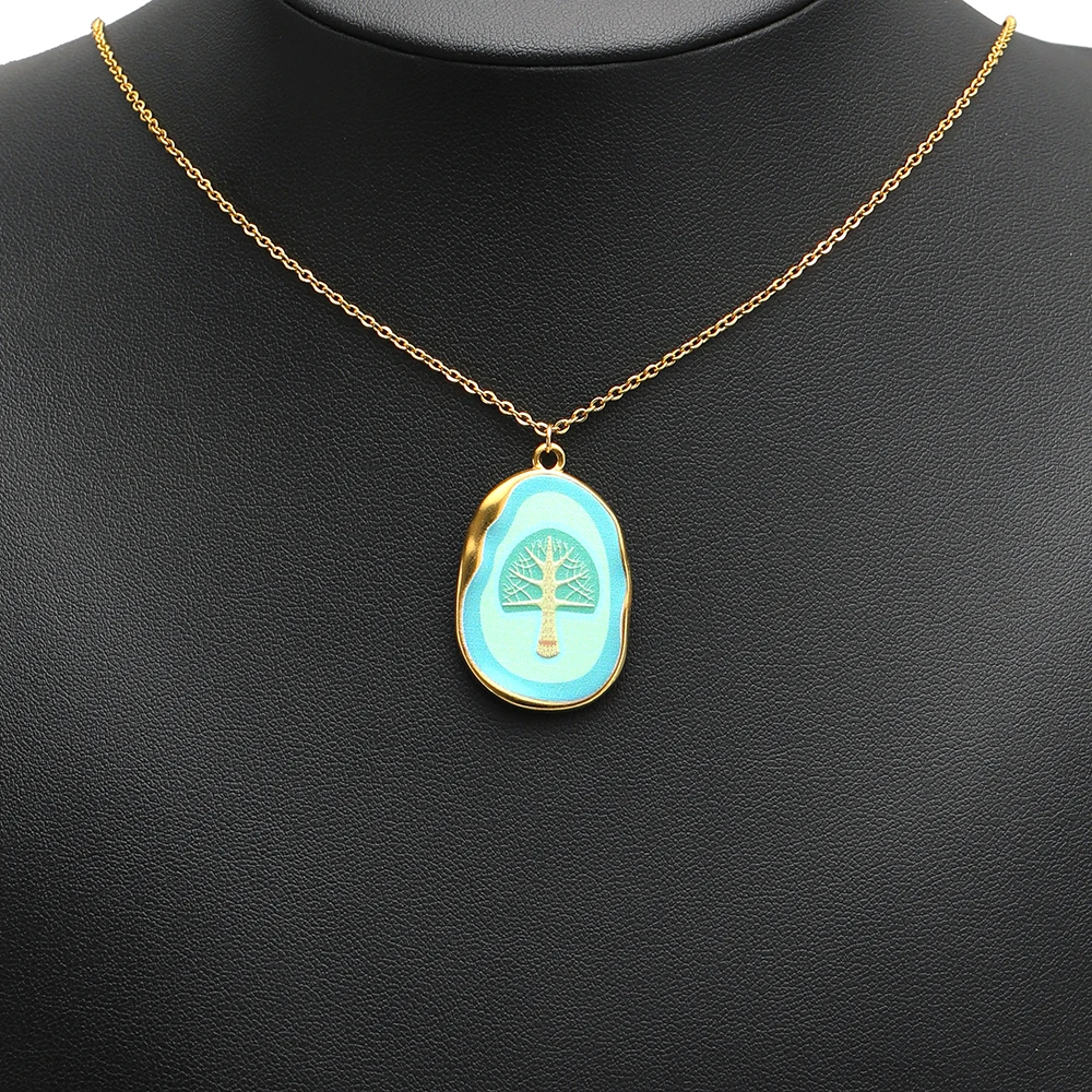 3 قطعة/الوحدة الفولاذ المقاوم للصدأ المينا شجرة سحر PVD الذهب المعلقات السائبة DIY بها بنفسك مجوهرات أقراط قلادة سوار صنع مكونات