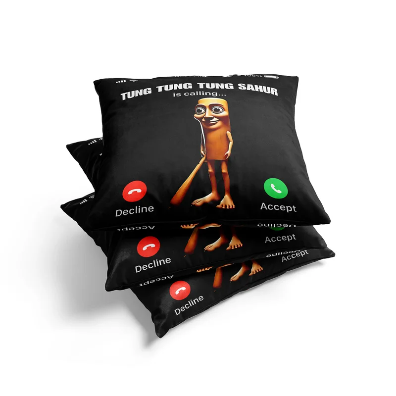 Aertemisi 18'' x 18'' Tung Tung Tung Sahur is Calling Square Throw Pillow Cushion Covers Cases Pillowcases for Sofa 45cm x 45cm