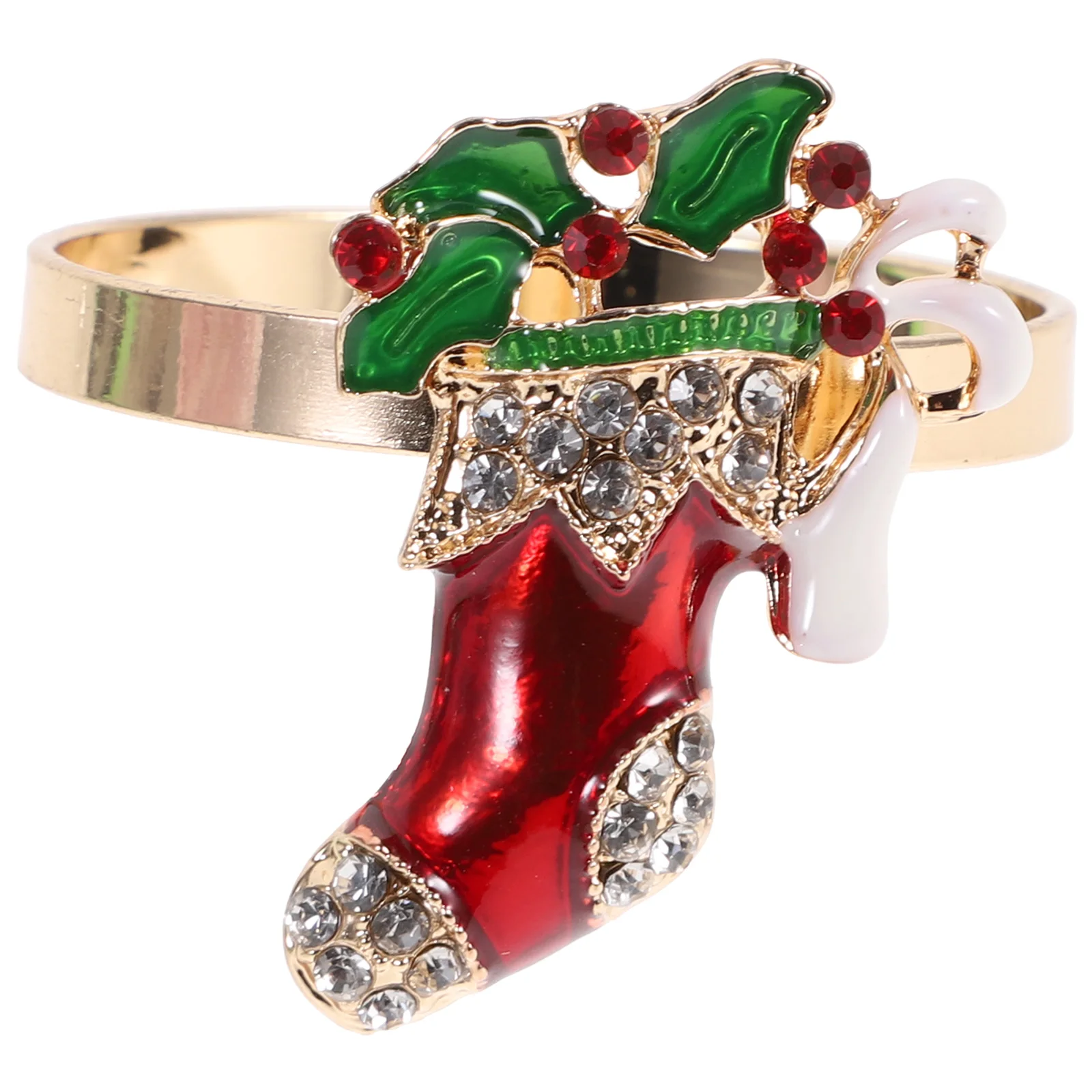 

1Pc Golden Christmas Boot Napkin Ring Elegant Design For Home Restaurant Alloy Perfect Gift Realistic Modeling Banquet
