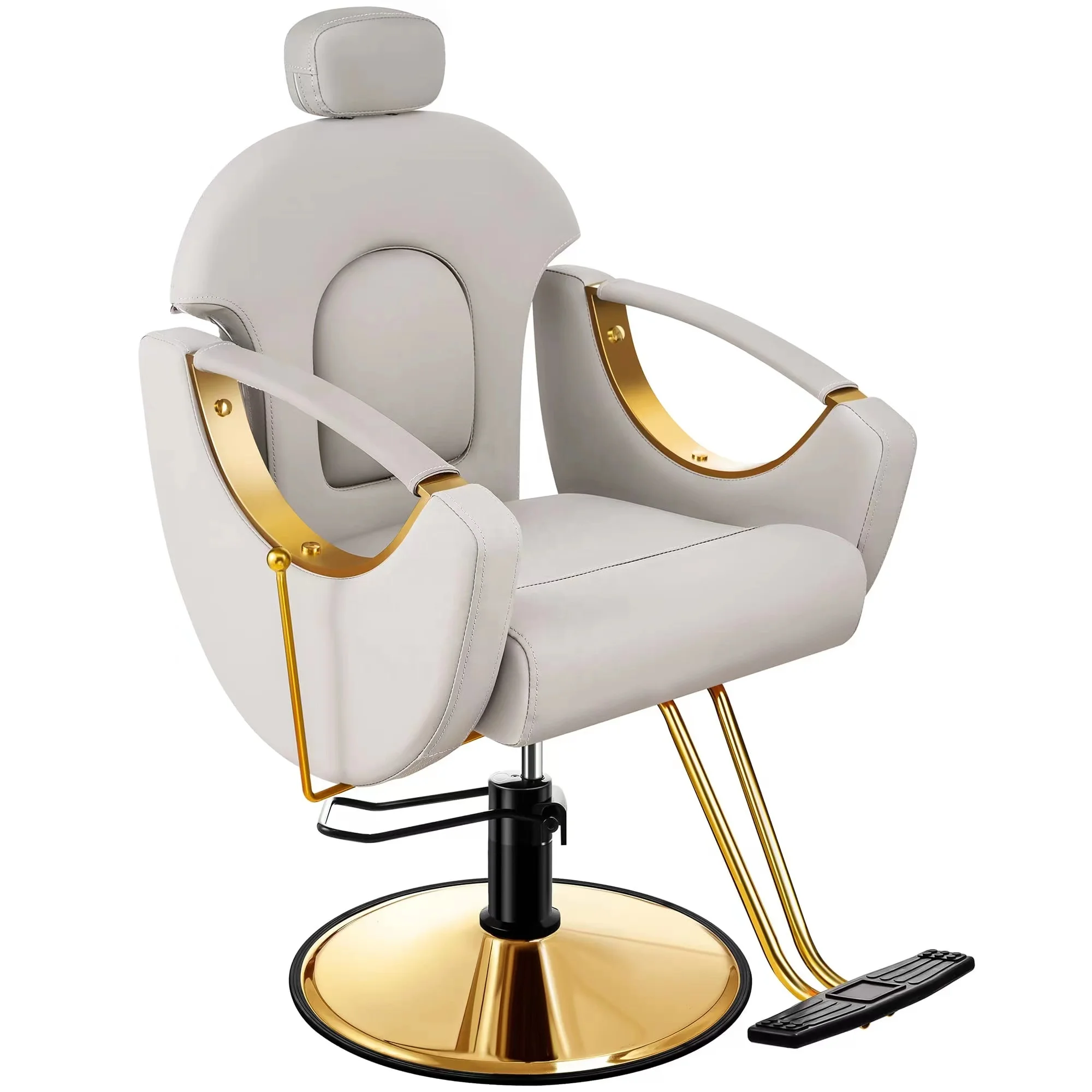 

Reclining Salon Chair For Hair Stylist 360 Swivel Salon Styling Chair Barbershop Chair White