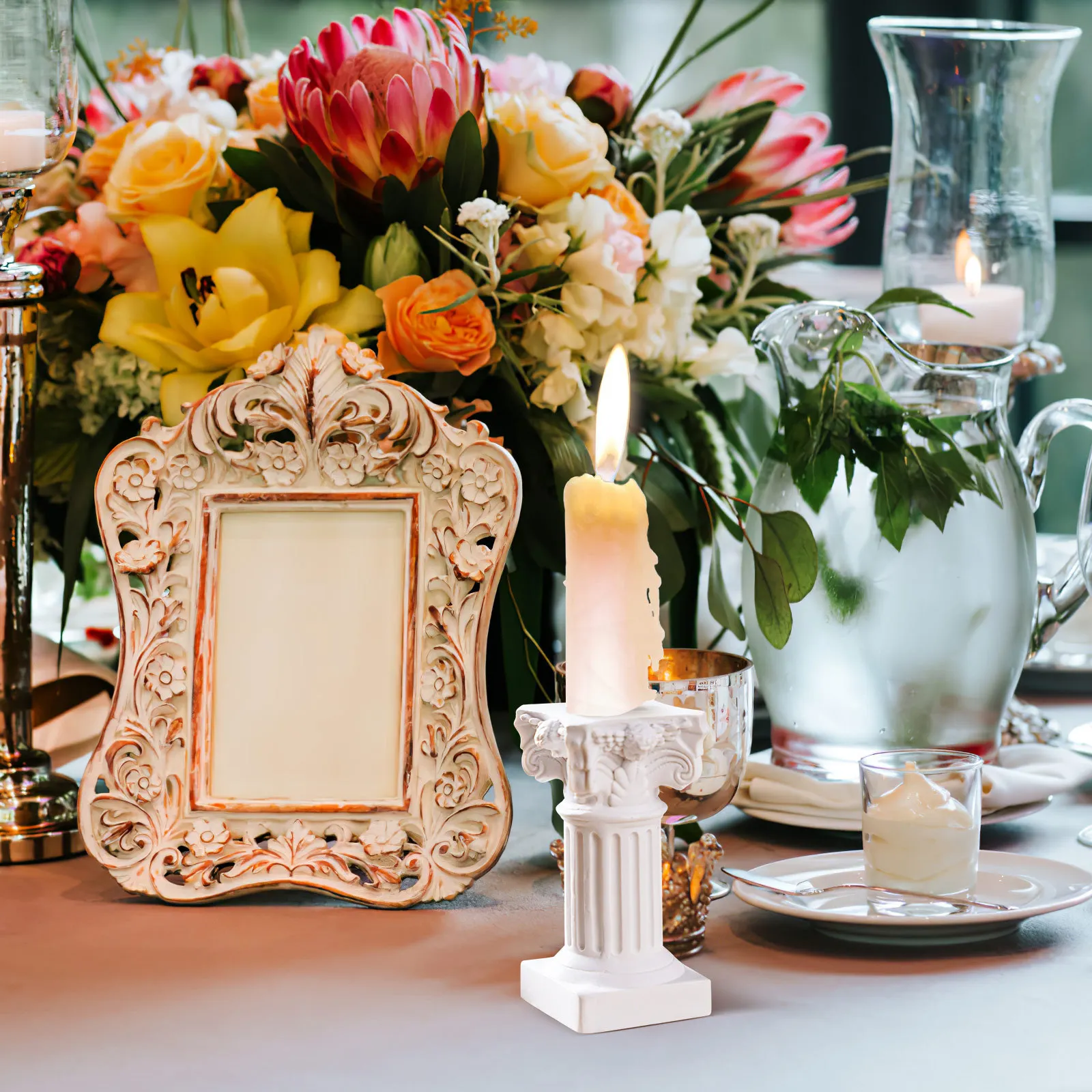 

5Pcs Roman Pillar Statues Resin Pedestal Stand Luxury Home Decor Photo Prop Flowerpot Base for Office Garden Living Room