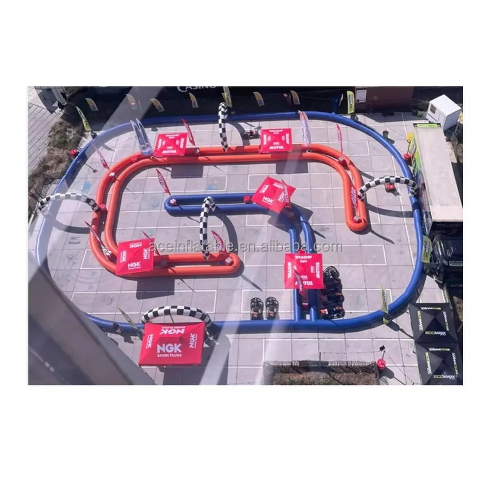 Custom Inflatable Zorb Ball Race Track Outdoor Sport Game Bumper Car Go Kart Racing Track for Kids Adults Backyard Fun