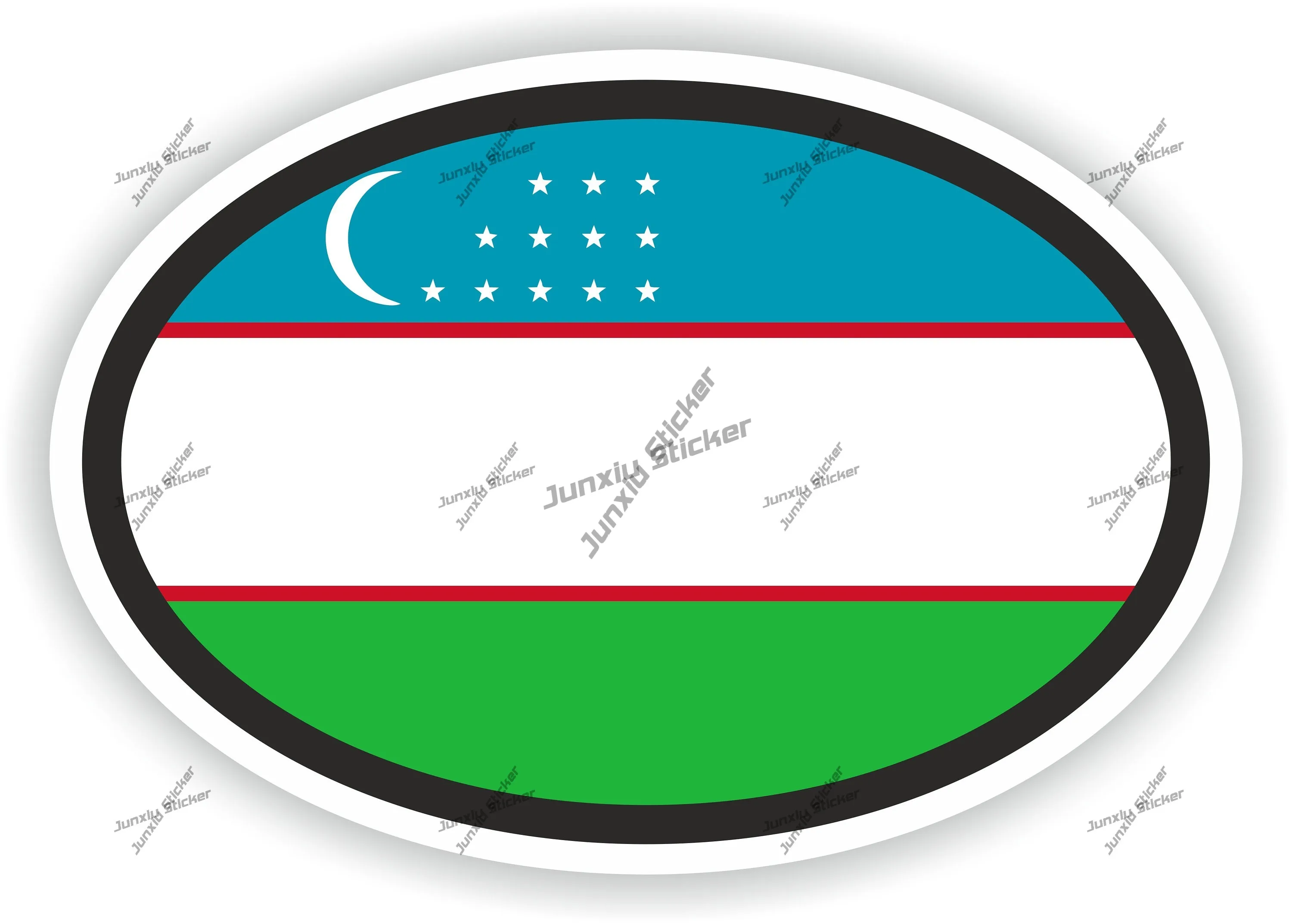 

Uzbekistan Oval Flag Sticker Bumper Stickers Personality Automobil Parts Accessori Motorcycl Equip Parts Waterproof Exterior Pvc