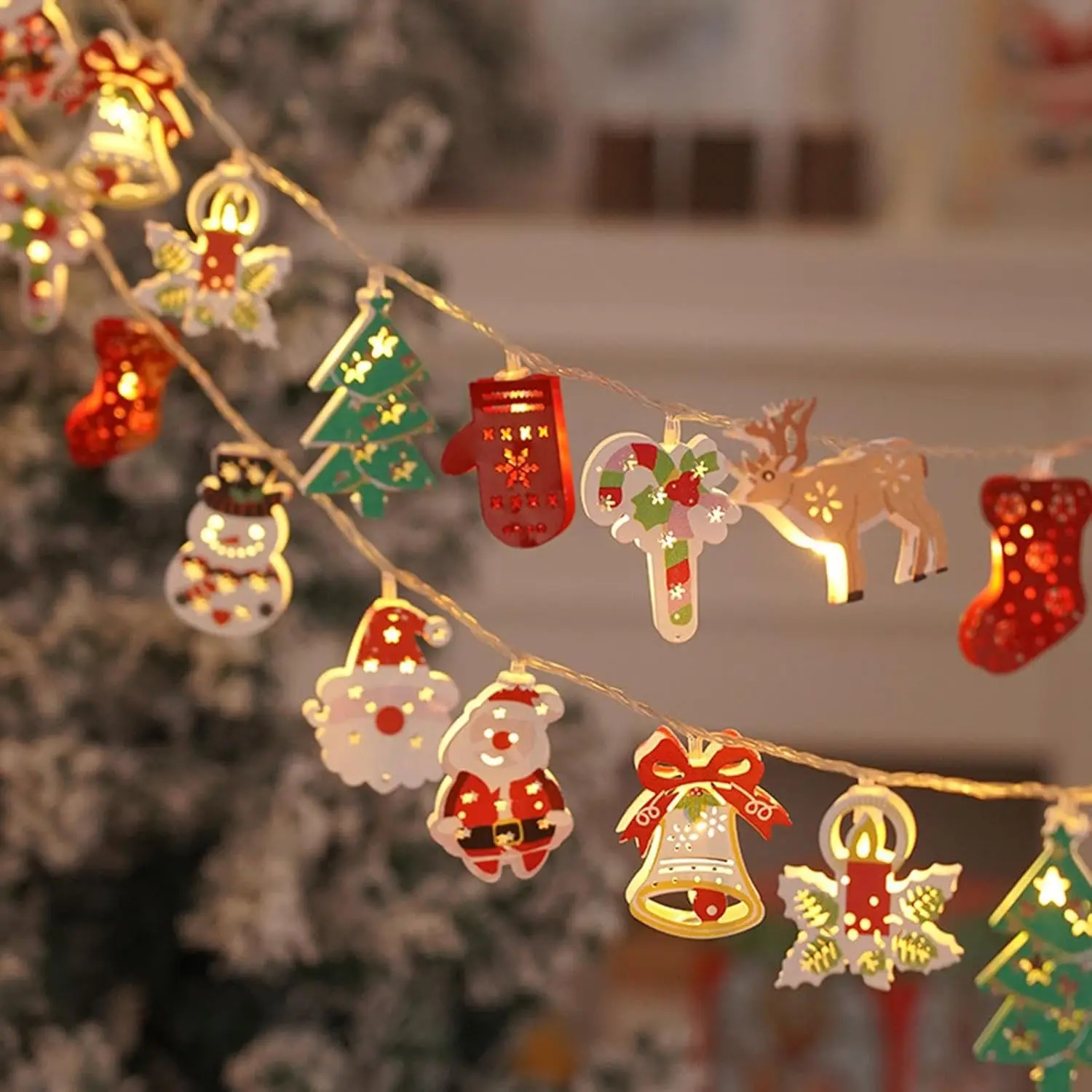 Christmas Tree Santa Claus Snowman String Lights Xmas Decoration Lights 10/20 LED Battery Powered Party New Year Light Strips