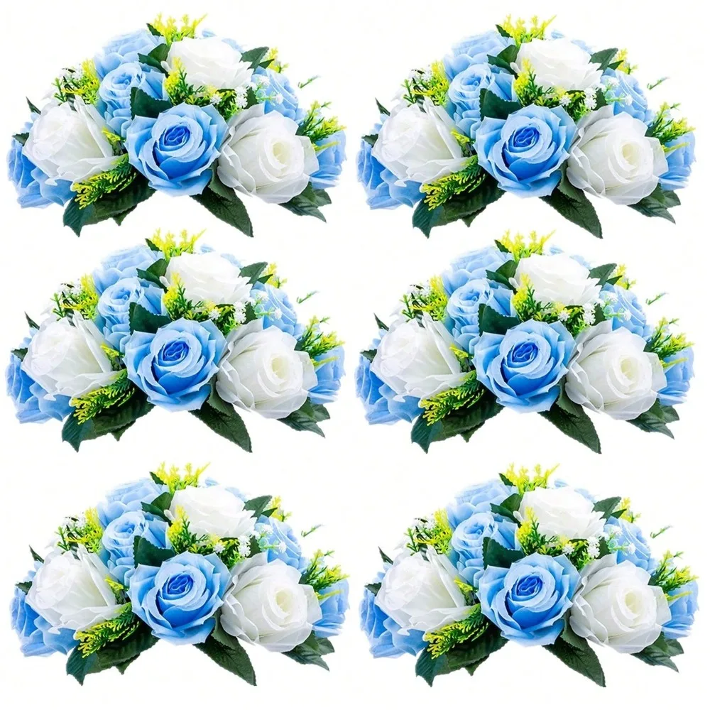 

6pcs Artificial Flowers Silk Rose Flowers For Wedding Centerpiece Party Birthday Anniversary Floral Arrangement Decorations