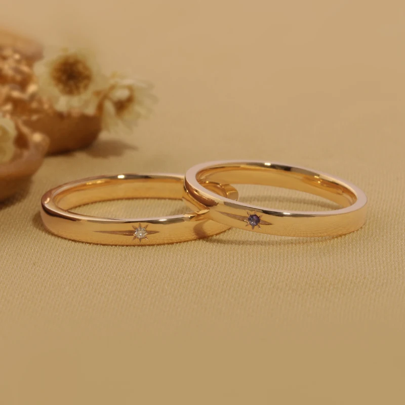 Stellar Pure 18K/14K/10K Gold & PT950 Platinum Diamond Couple Rings, Romantic Wedding/Engagement Gift