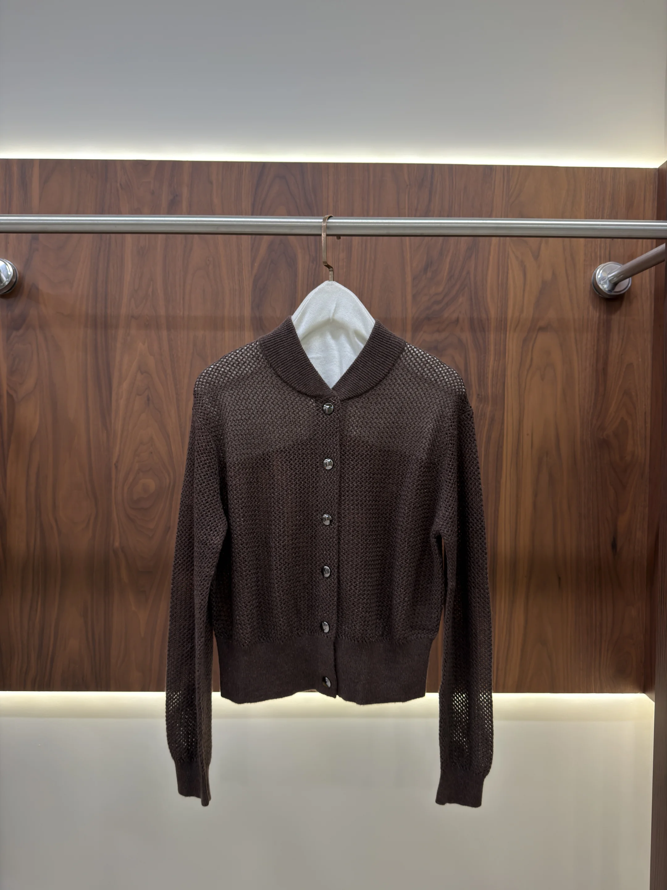 Women's Autumn Wool Cut-Out Knit Cardigan with Mock Neck