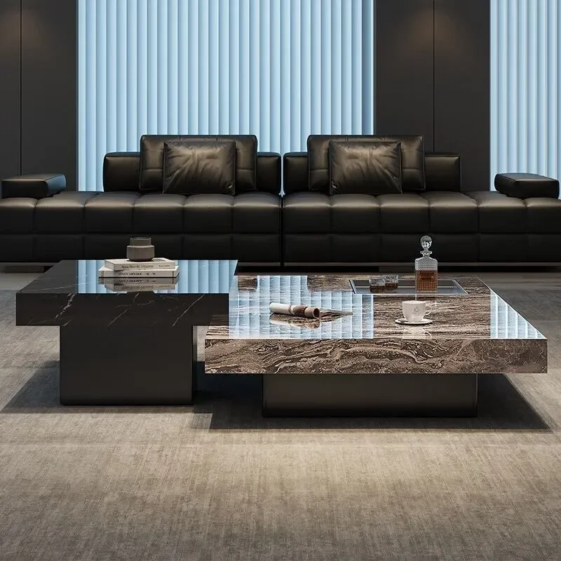 Cross-border Italian light luxury marble coffee table household small apartment tea table square coffee table combination