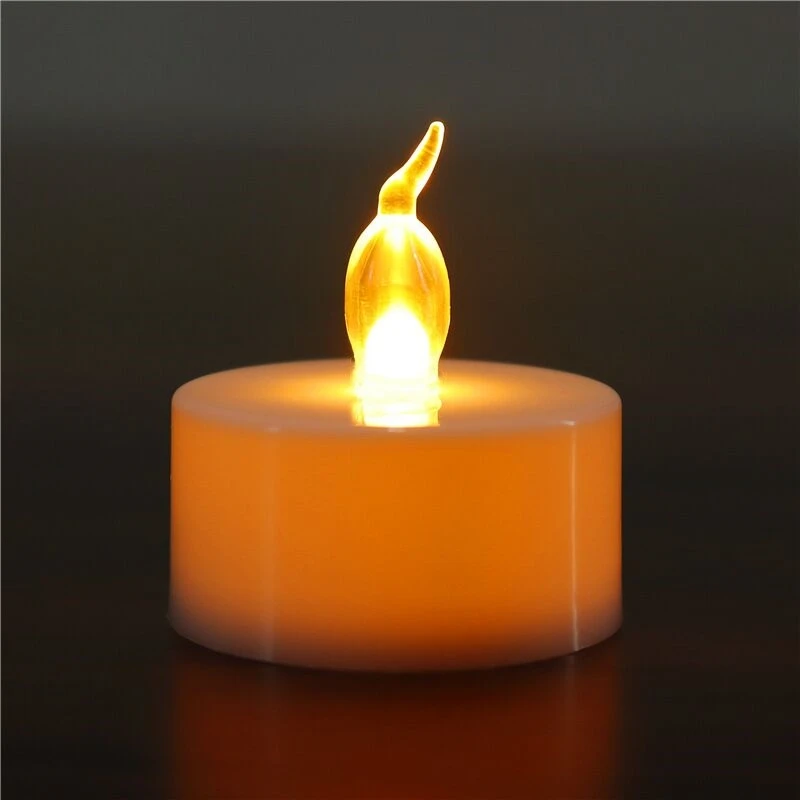 

Set of 12 Flameless Battery Operated LED Tea Light Flickering Candles for Wedding Christmas Valentine party decoration-Amber