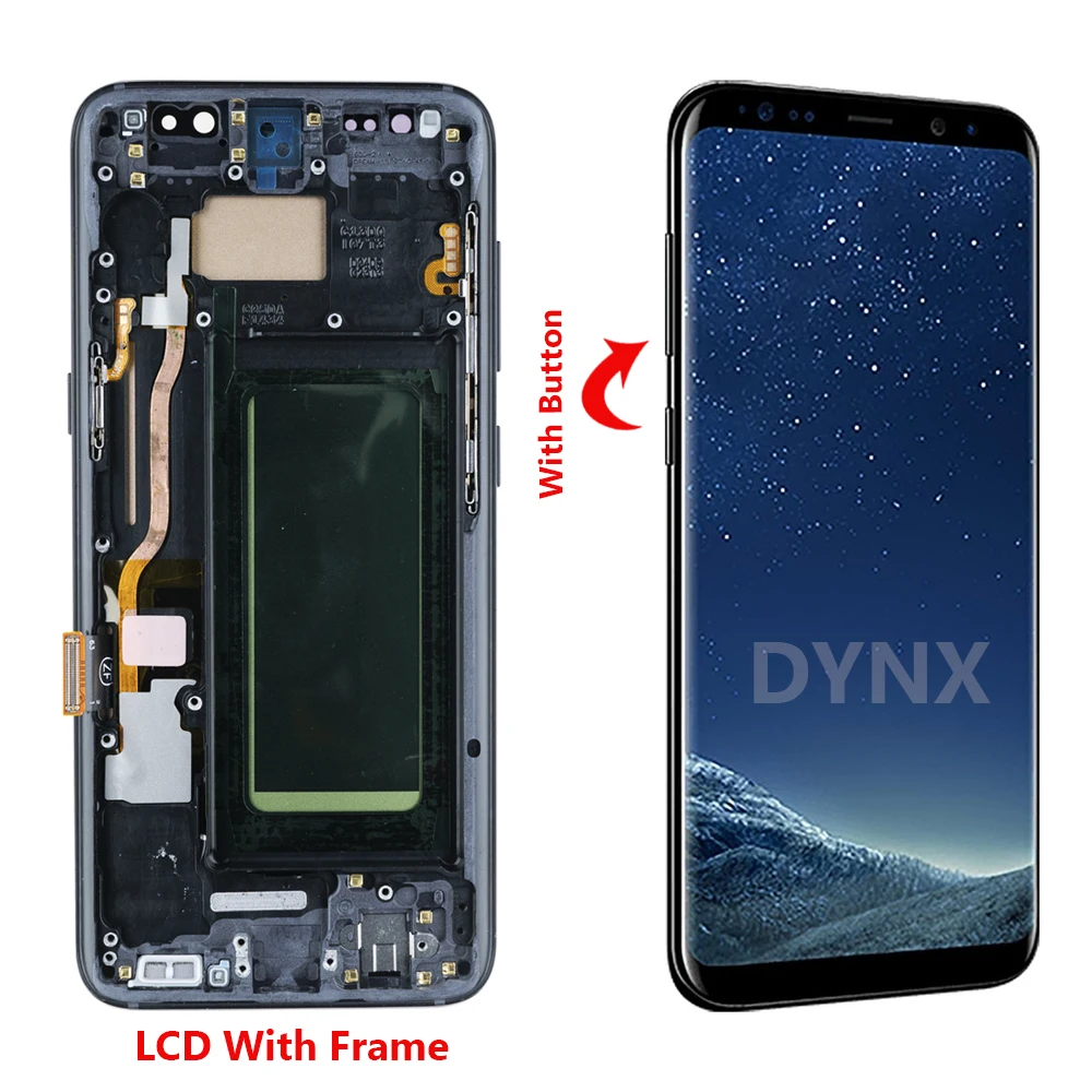 For Samsung Galaxy S8 LCD 100% Tests Display Digitizer Touch Screen S8 G950 SM-G950F Assembly Replacement With Frame Back Cover