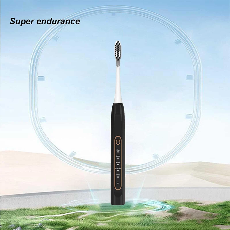 YUNCHI E7 cepillo de dientes eléctrico ultrasónico vibración sónica blanqueamiento dental 8 modos de limpieza de engranajes cabezal de cepillo suave DuPont