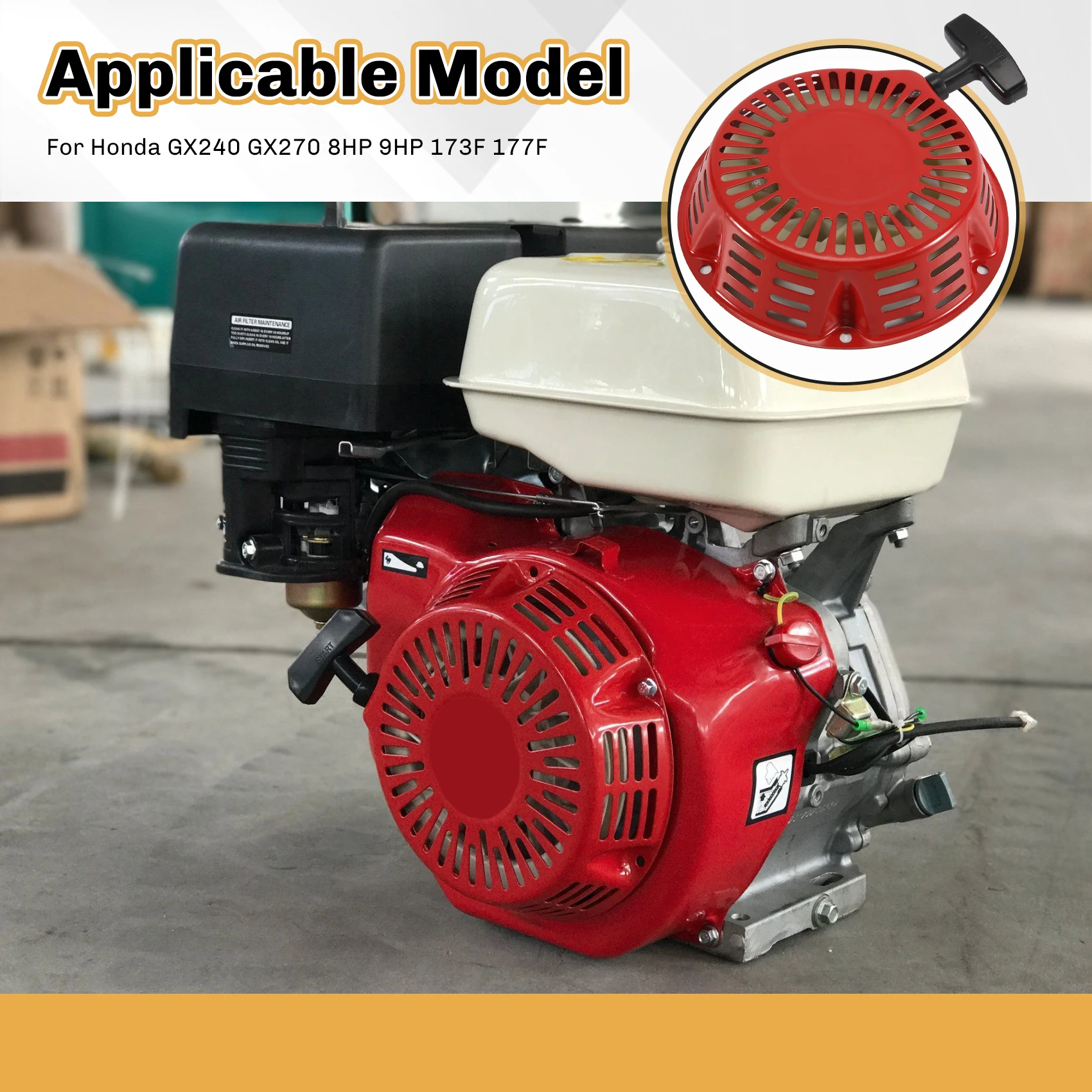 A03F 173F for Recoil for Starter for Honda GX240 GX270 8HP 9HP 177F Engine Generator Spare Parts Pull for Start Assembly