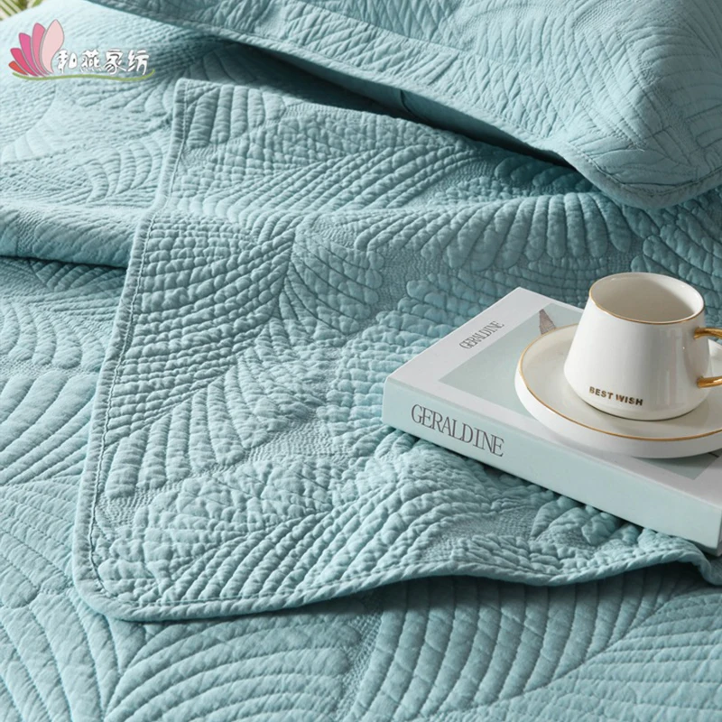 RunGrape Solid Quilted Cotton Bedspread On The Bed Double Queen King Size Bed Cover Quilts Bed Linen Summer Bed Spread Clothes