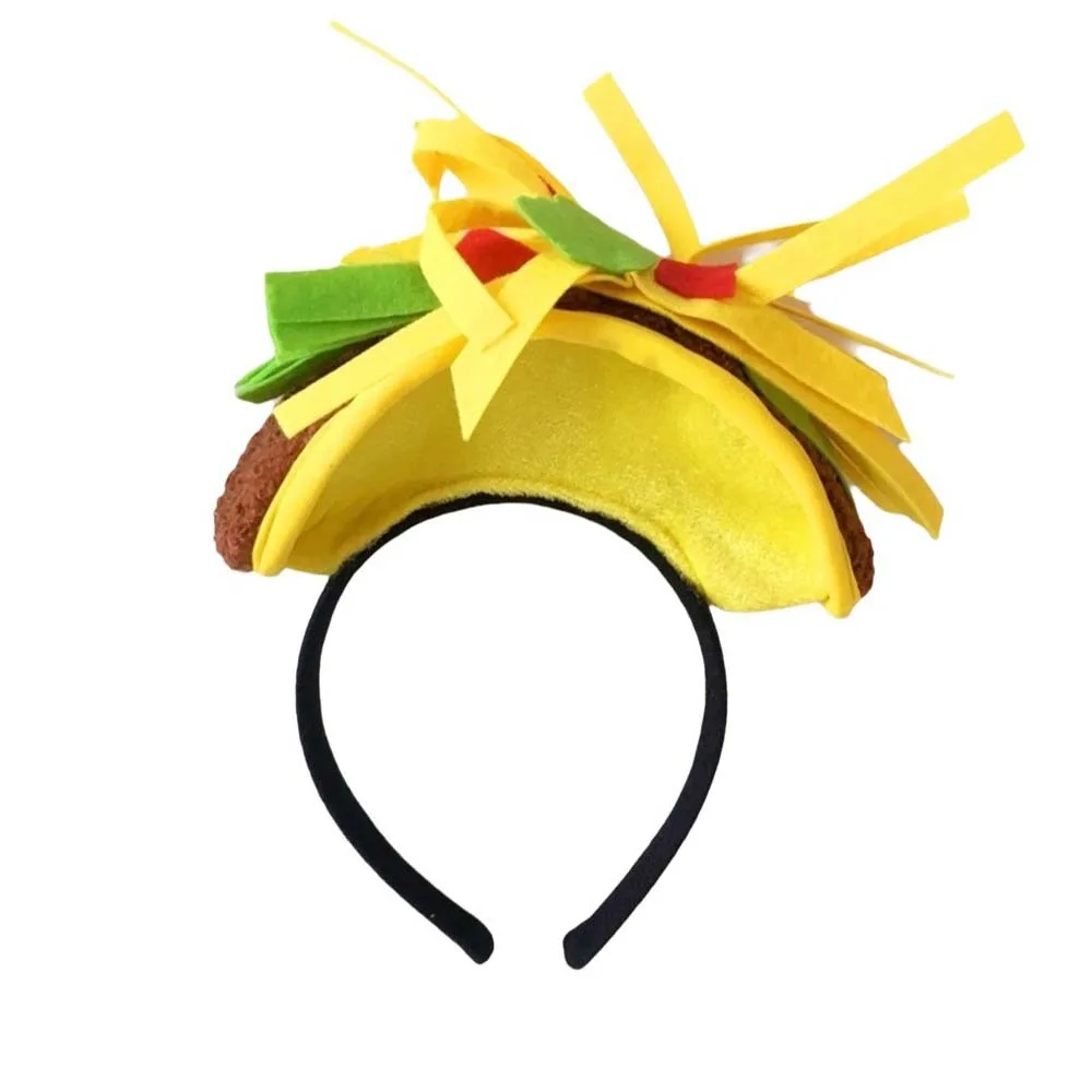 

New Year Halloween French Fries Hat Cloth Personalized Taco Hair Hoop Head Accessories Sombrero Creative Pizza Hat Headwear