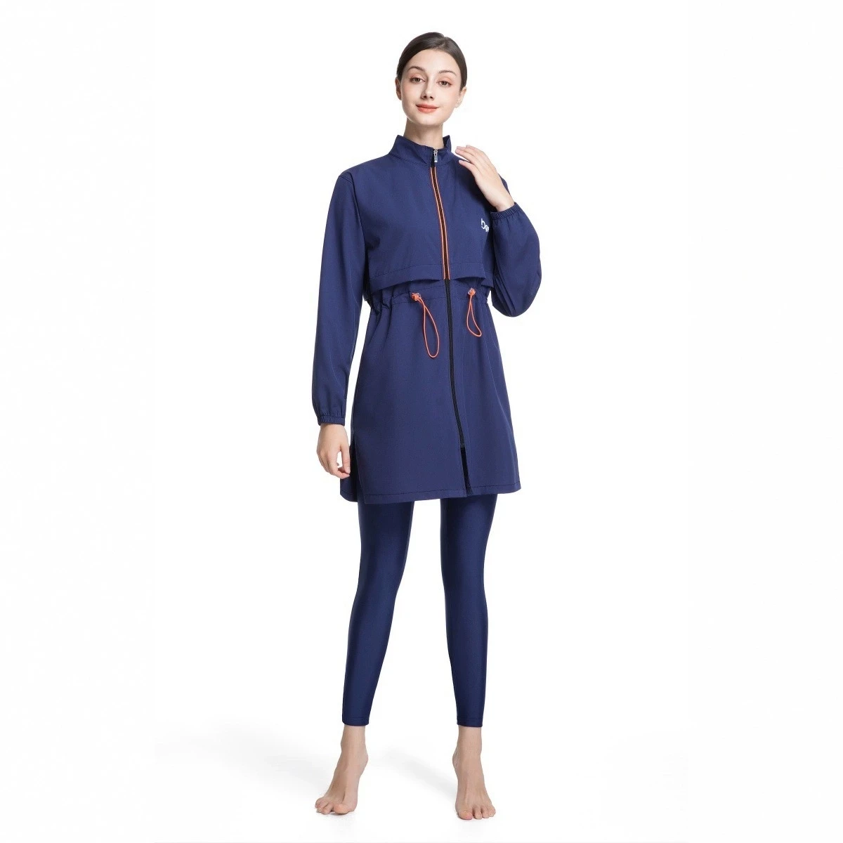 Ramadan Muslim 3-piece swimsuit women Middle Eastern Hui conservative Arab solid color zipper swimsuit long sleeved pants