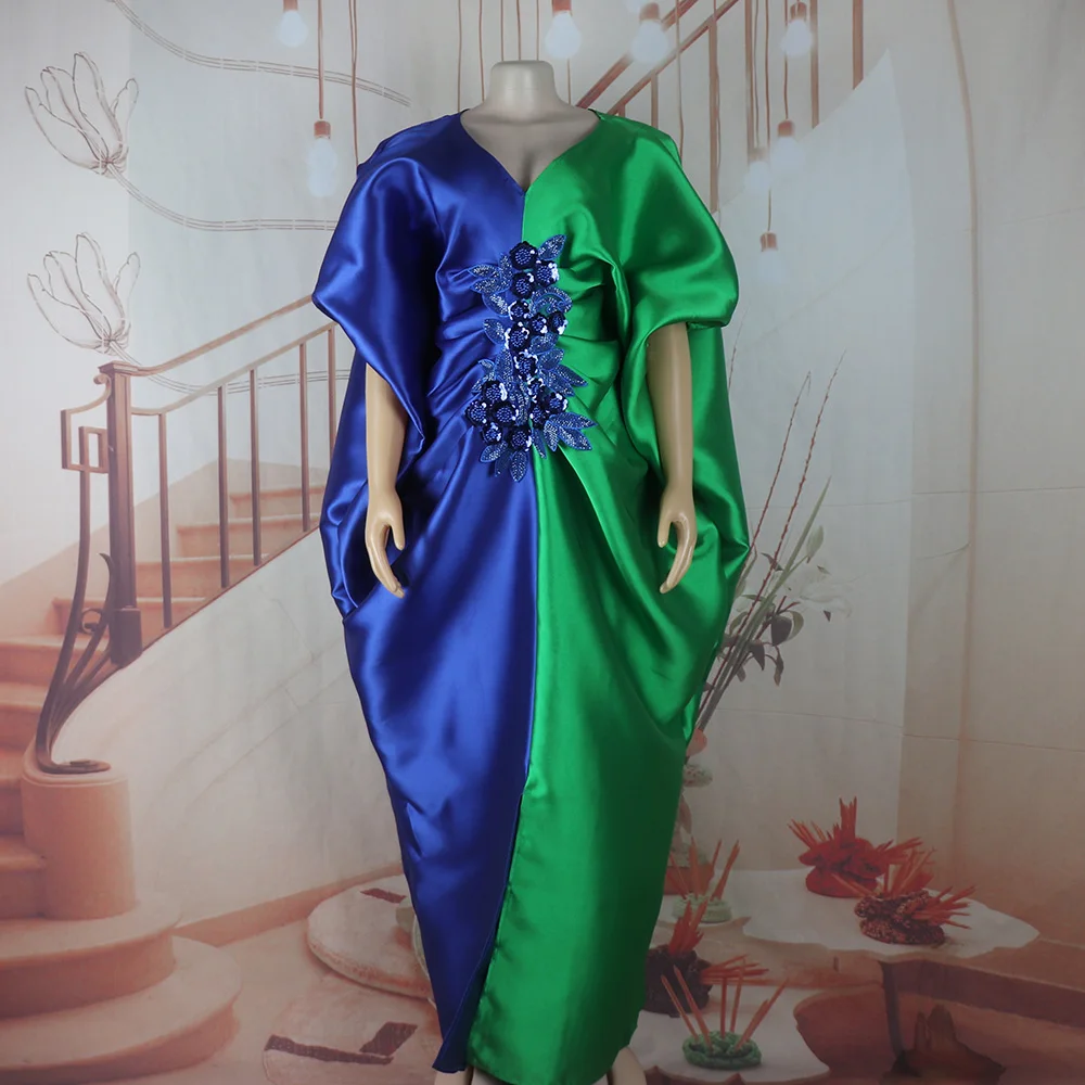 Elegante Afrikanische Kleider für Frauen Farbblockierung Afrikanische Kleider für Frauen Party Übergröße Robe Africains Femme – Detail 5