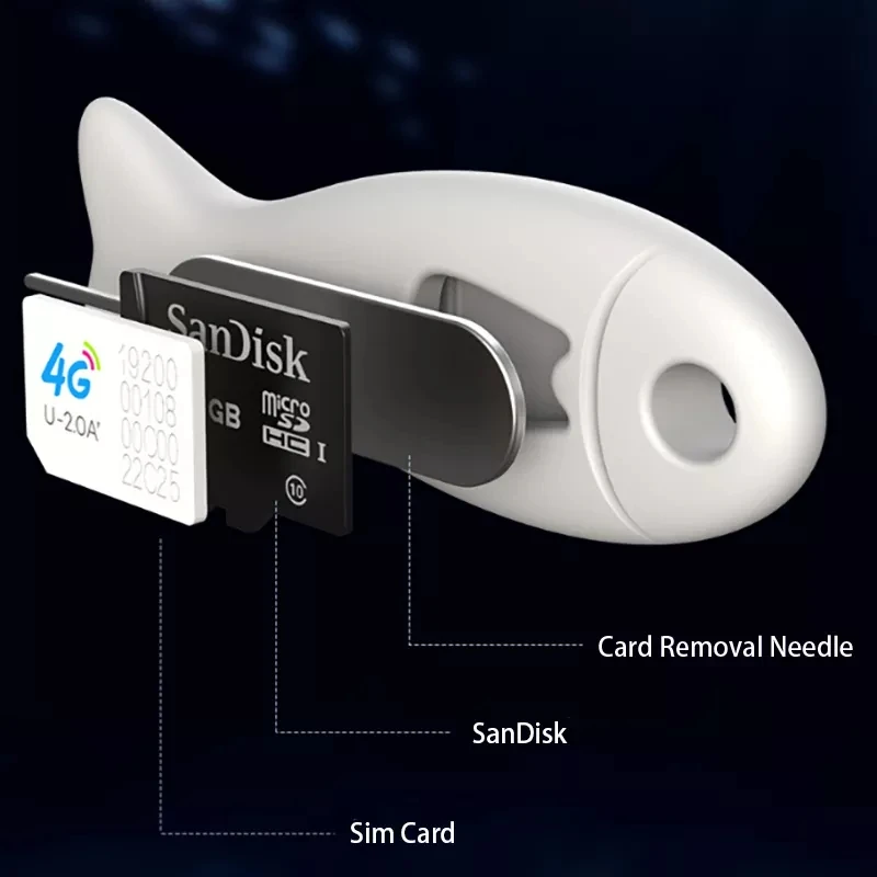 Creative Fish Shape Anti-Lost Sim Card Pin Tray for IPhone X XS XR Xiaomi Samsung Universal Sim Card Remover Card Eject Tool