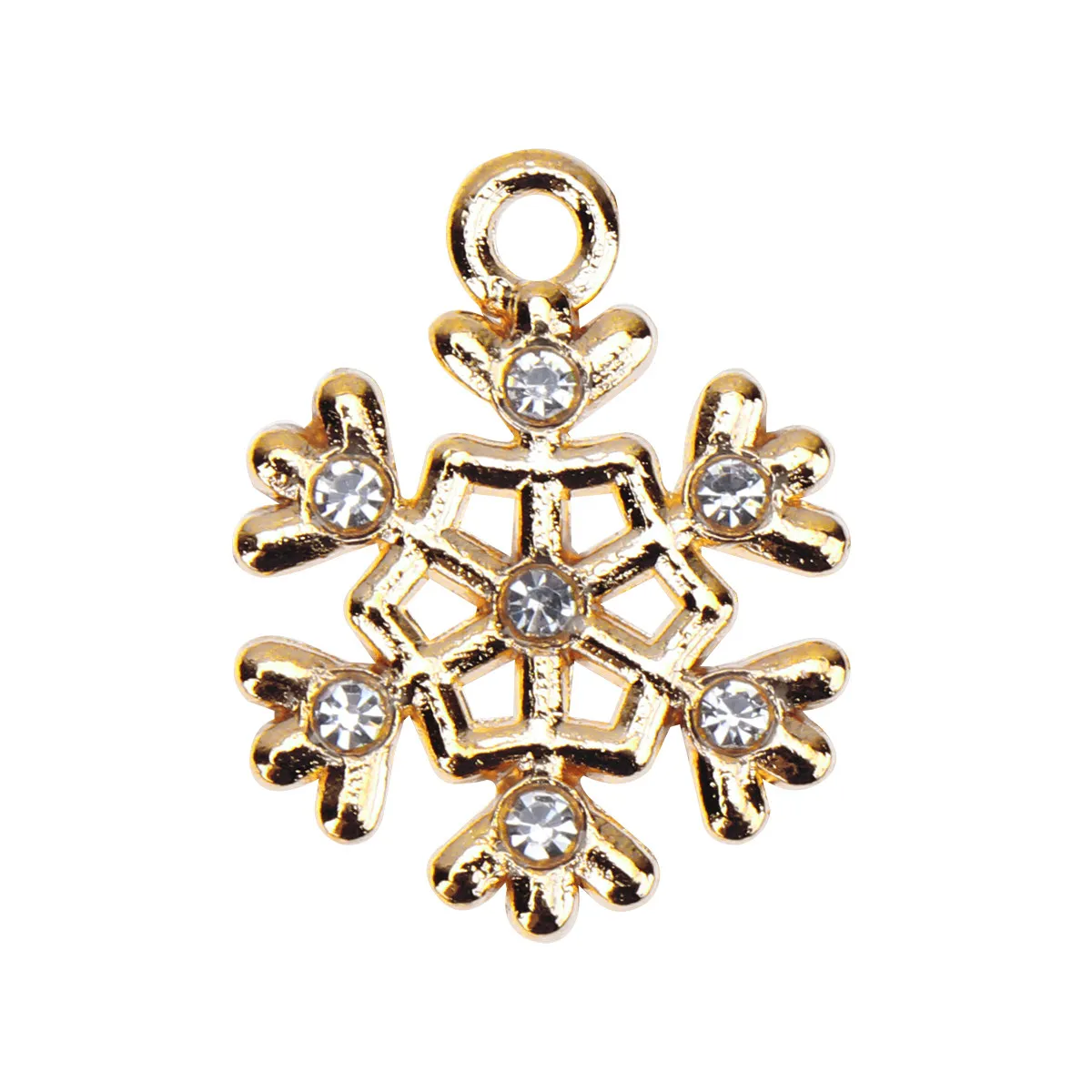 10Pcs Christmas Snowflake Enamel Charm Pendants Golden DIY Earrings Jewelry Accessories Necklace Bracelet Making Charms Festive