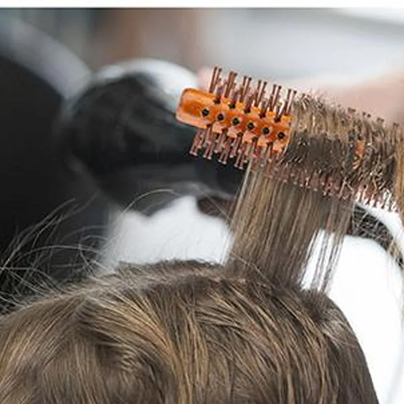 Bristle Rolling Brush Round Barrel Blowing Curly Hairbrush Hair Styling Tool Barber Bristle Wooden Curly Hair Comb Natural Boar