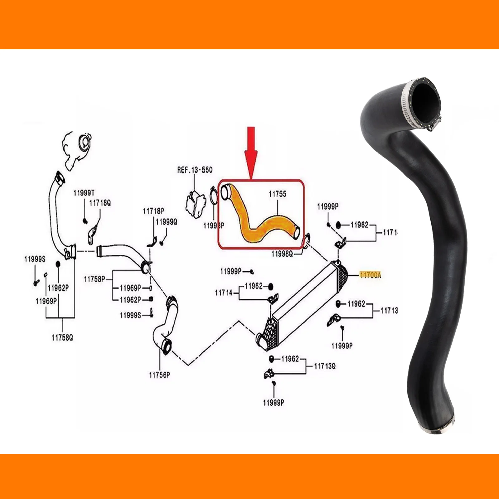 1505A568 1505B318 FOR MITSUBISHI OUTLANDER GG_W GF_W ZJ ZL ZK 2.2 DI-D GF6W 2.2 DI-D 2012-2022 TURBO INTERCOOLER HOSE PIPE