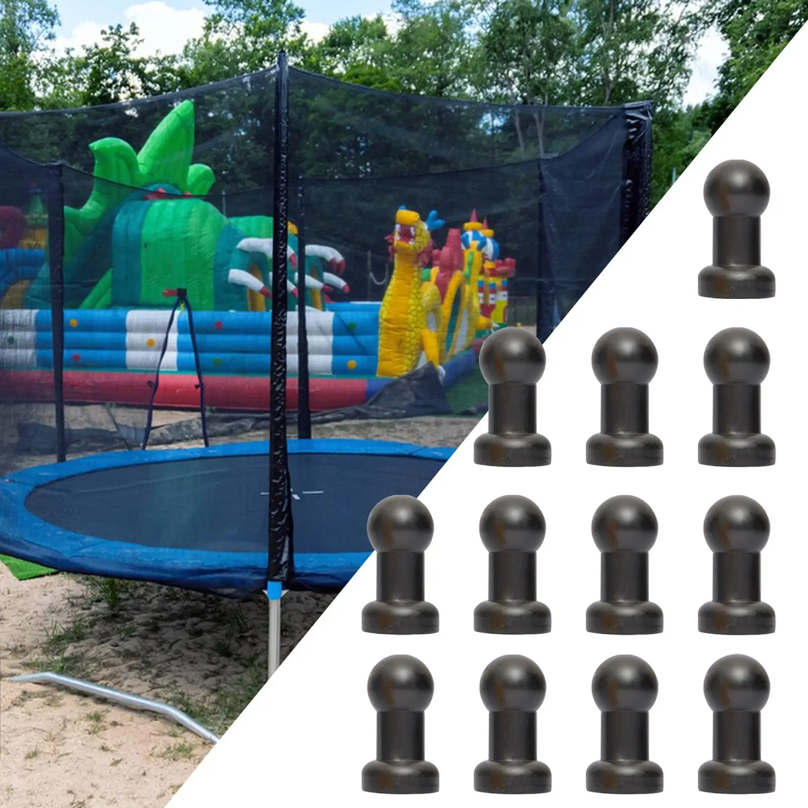 12 Pieces Trampoline Enclosure Pole Caps Protective Trampoline Pole End Caps