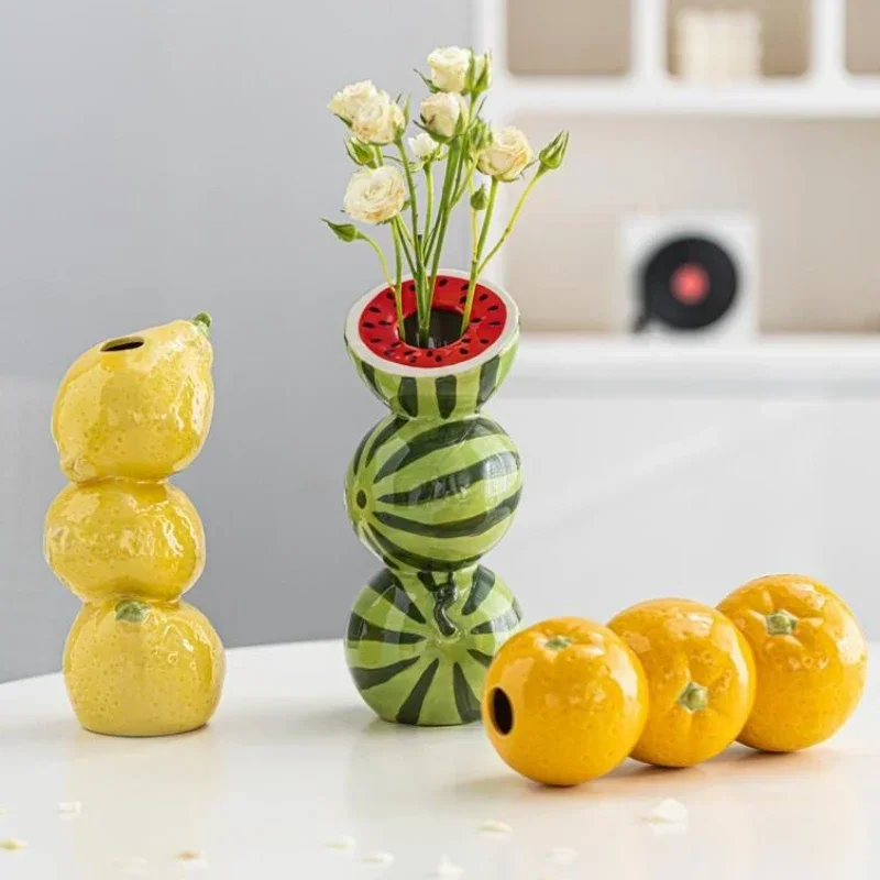 Imitation Fruit Ceramic Vase Flower Insert Creative Modern Wind Home Life Gardening Ornaments Living Room Desktop Decoration