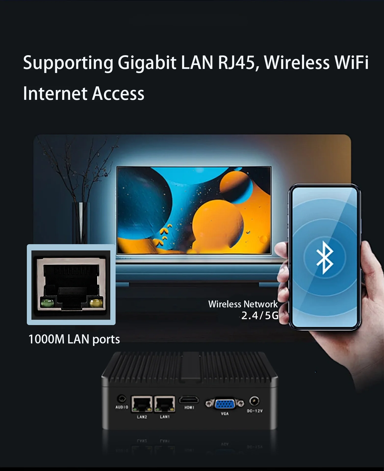 Factory Direct Customizable Mini PC Computer New Industrial DDR4 N-100 N200 DP Type-c Display Mini Computer US/EU