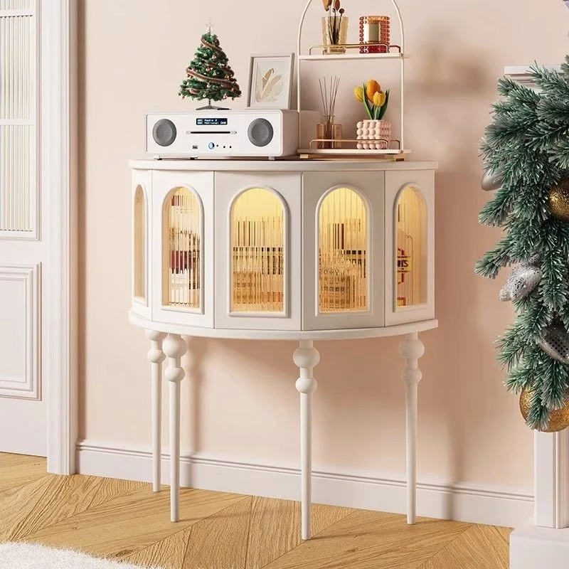 Nordyckie drewniane szafki do salonu Półokrągłe szafki wejściowe do sypialni o dużej pojemności Kreatywne estetyczne dekoracje do domu w stylu vintage