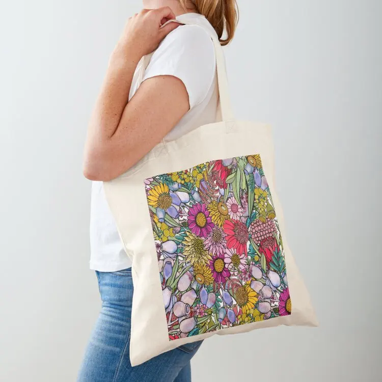 

Australian Summer Wildflower Garden Pattern Tote Bag free delivery bags canvas shopping bag tote bag screen Women's handbag