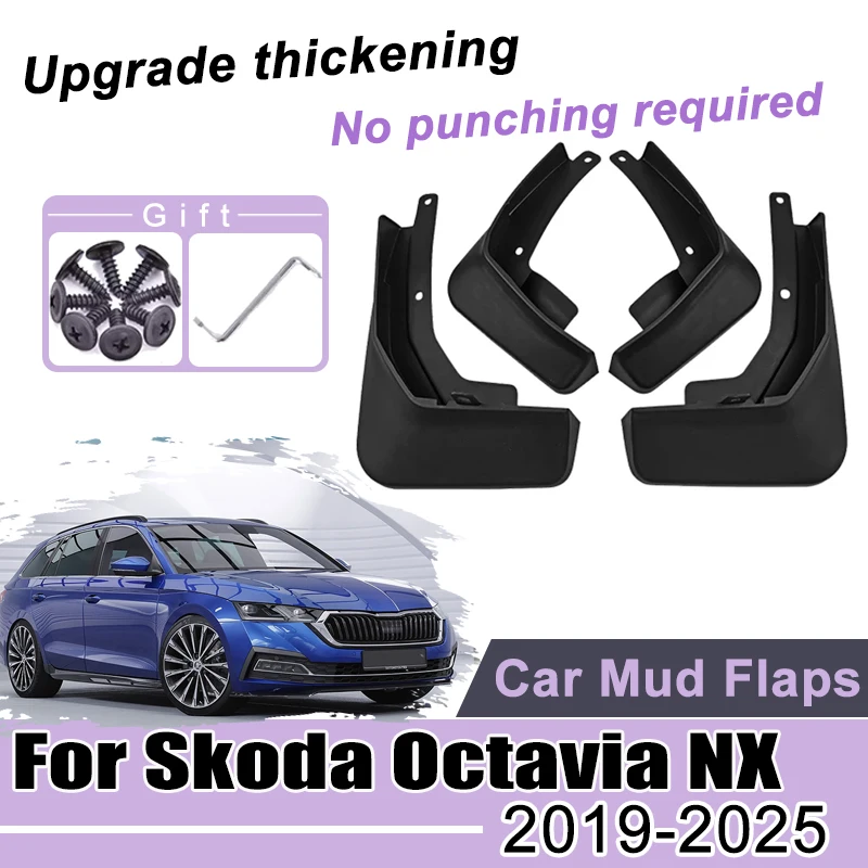 

For Skoda Octavia NX MK4 Accessories 2019~2025 2024 Car Mudguards Anti-fouling scratch-proof Mudflap Fenders Splash-proof Parts